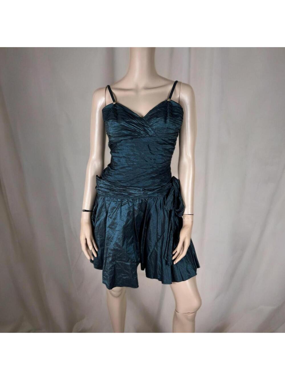 New BCBG Dark Denim Blue 80s Mini Party Dress Size Medium